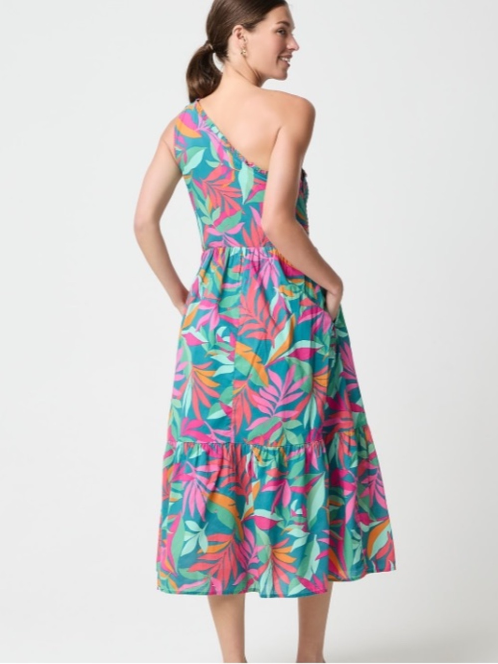 J crew One-shoulder smocked midi dress - Picture 2 of 4